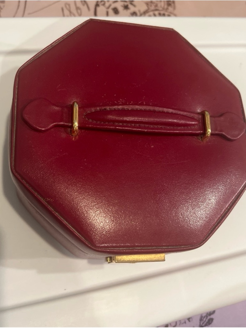 Women’s Octagonal Jewelry Case Handbag - Deep Burgundy